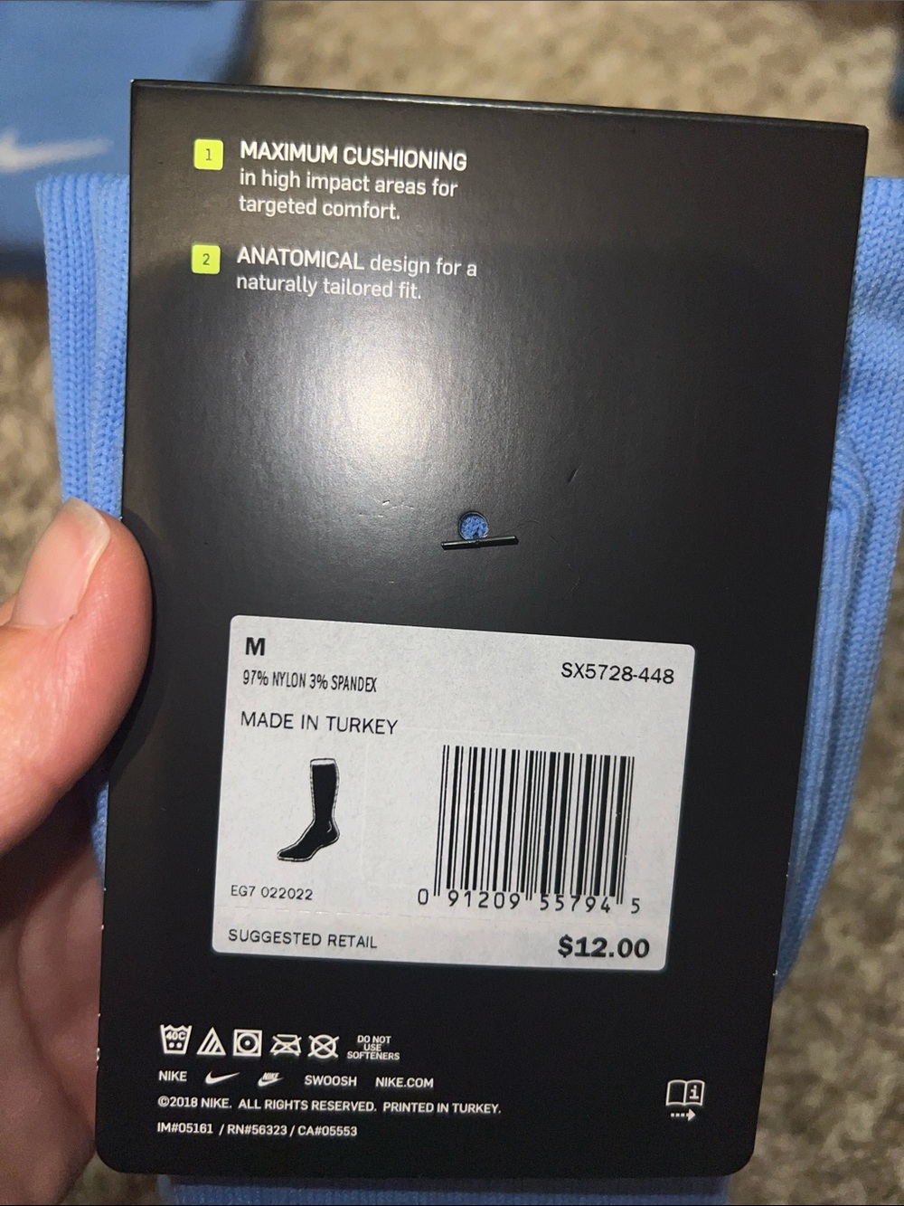 NWT! Nike Classic Cushion Knee High Athletic Socks- Light Blue with White Swoosh - Picture 5 of 9